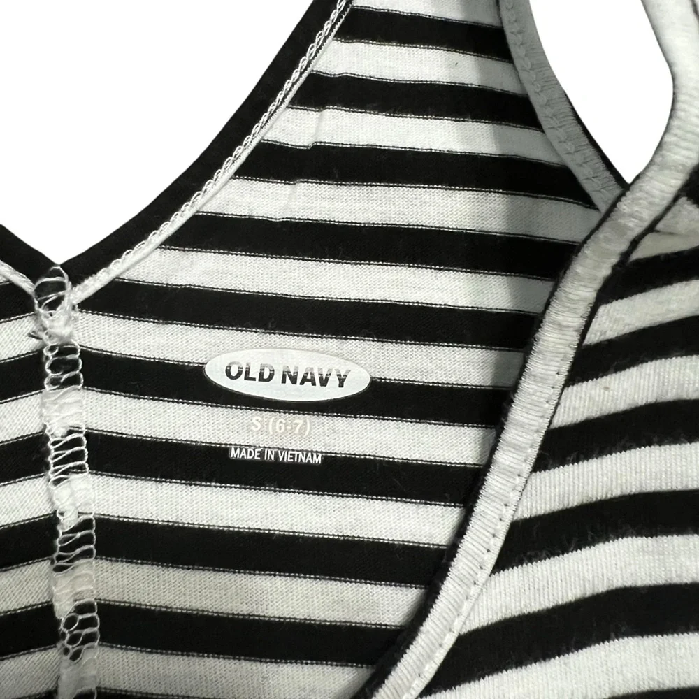 Old Navy S (6-7) Black and White Striped Tank Dress